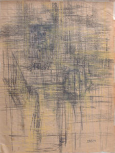 Abstract striped drawing of a man holding a sigaret.