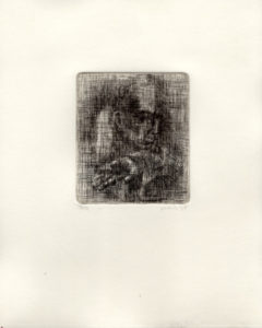 Etching of a begger.