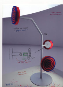 3D design for melting target art project, targets on inox tubes.